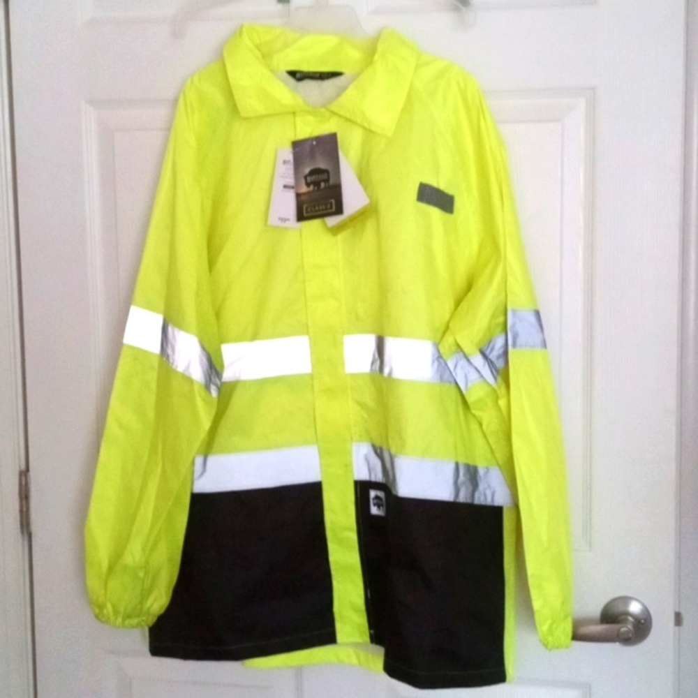 Men's large reflective safety rain jacket